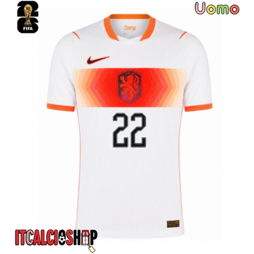 Paesi Bassi Denzel Dumfries #22 Seconda Maglia Mondiali 2026 Manica Corta